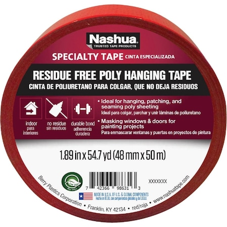 Nahua Nashua 48 Mm. x 50 M. 7 mil Red Sheeting Tape 1542736